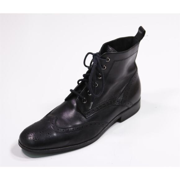 Banana Republic Mens Black Wingtip Ankle Leather Boots US 8.5 - Picture 1 of 12